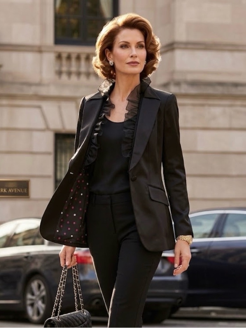 White House Black Market Black Satin-Trim Ruffle Blazer